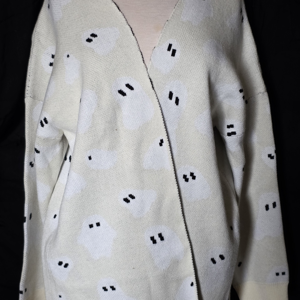 Stylish Cream Ghost Pattern Cardigan